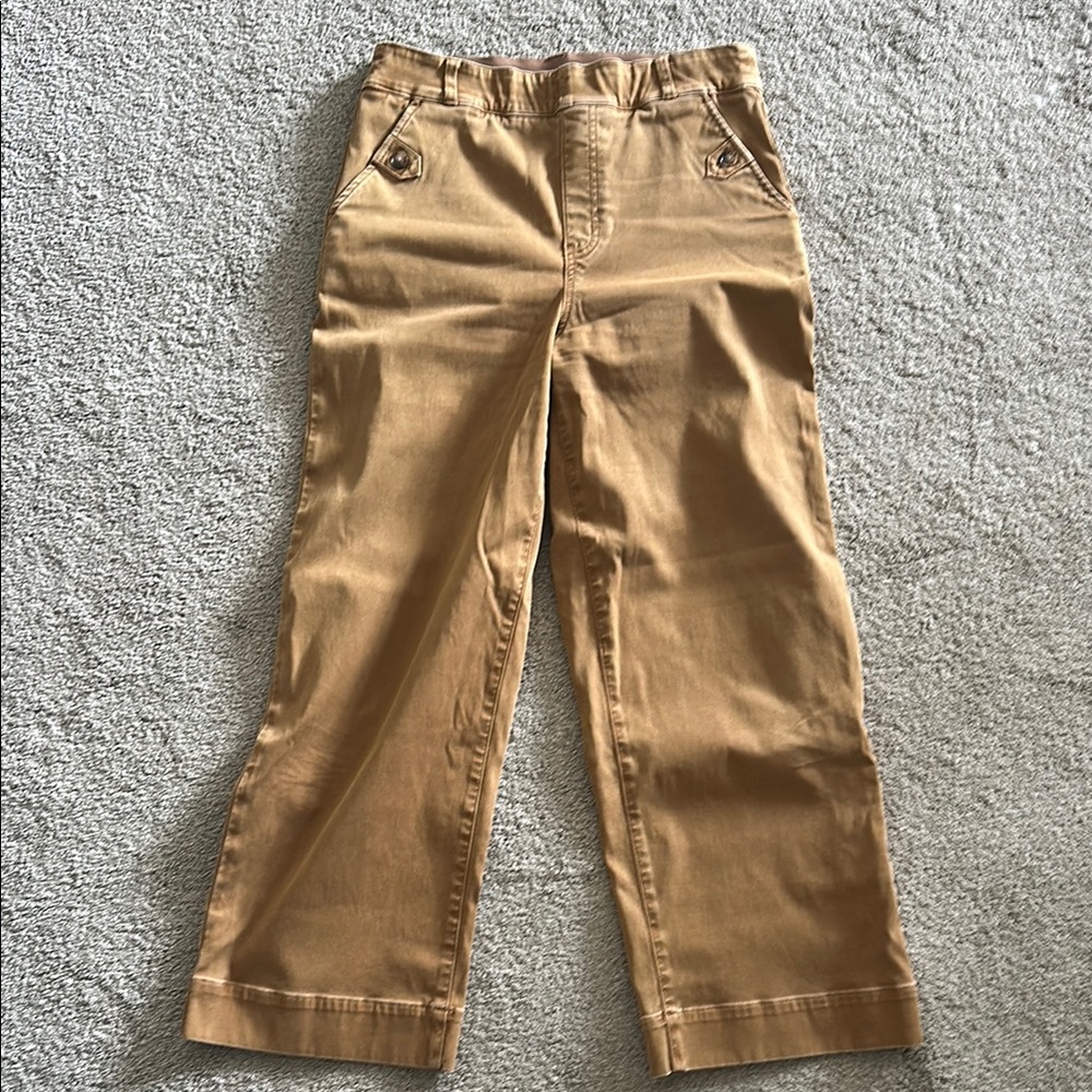 SPANX Stretch Twill Khaki Bottoms wide-Leg